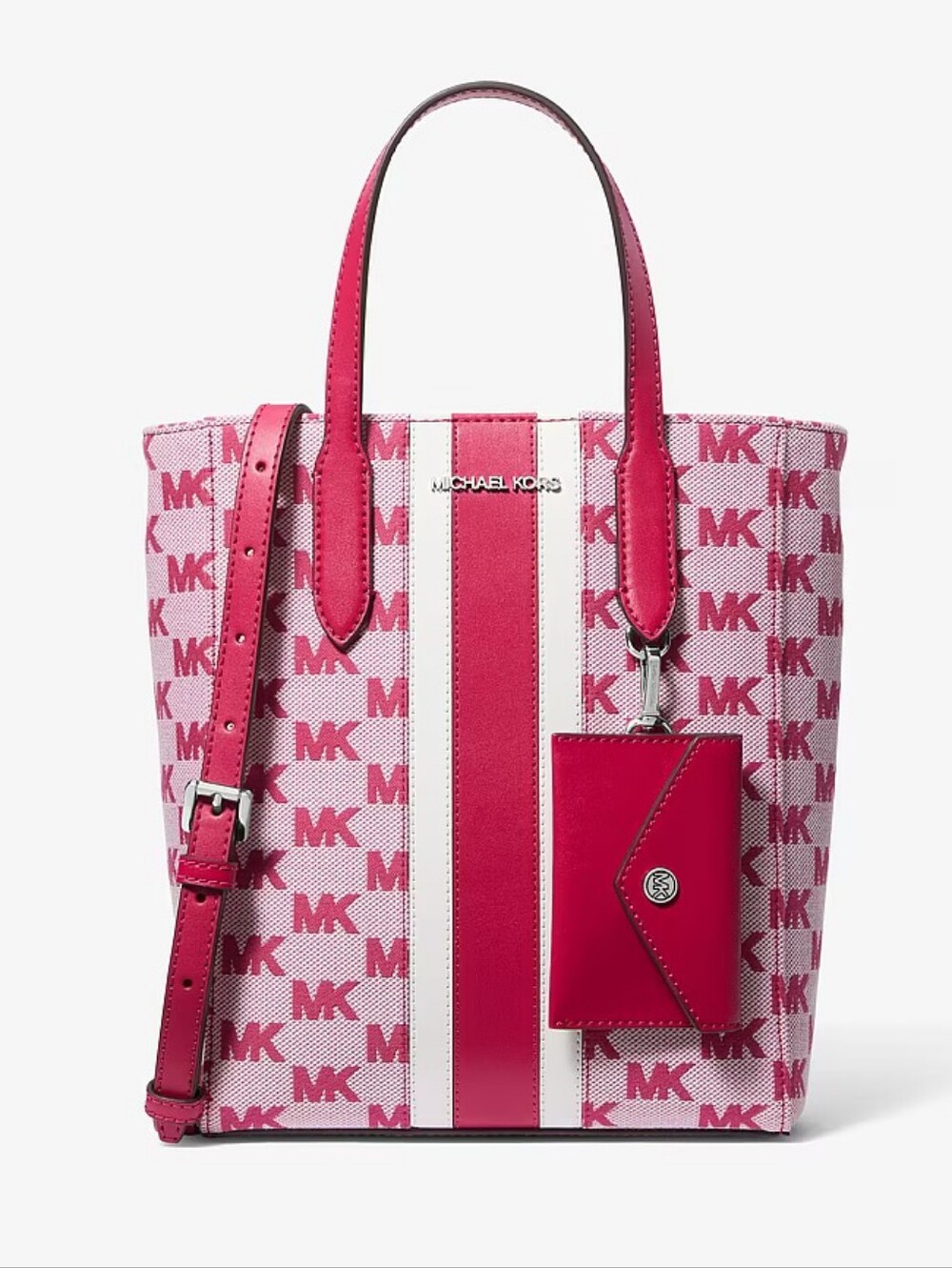 Michael Kors Vincent Small Logo Jacquard Tote Bag with Card Case New With Tags